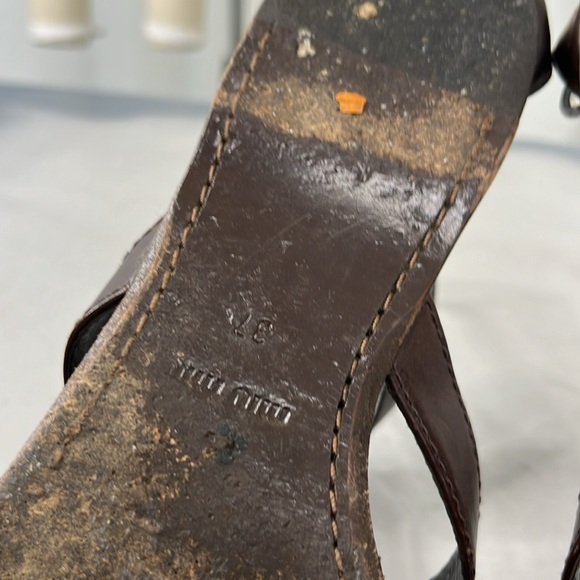 Miu Miu Flat Caged Studded Leather Gladiator Sandals - Picture 10 of 10